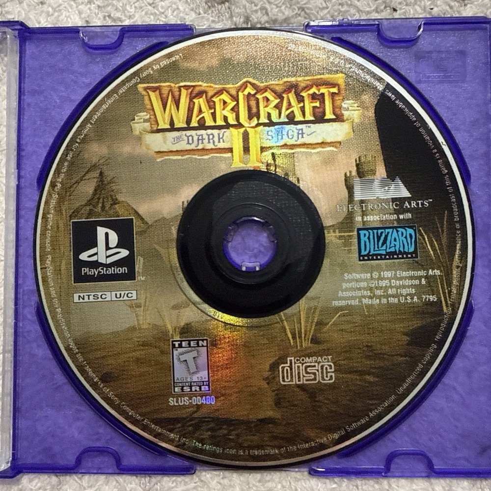 PS1 WarCraft II: The Dark Saga PlayStation 1 Disc Working Tested Video Game Vtg
